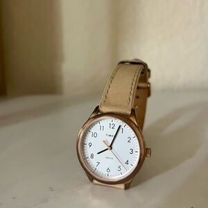 Timex White Dial with Tan Leather Strap Watch
